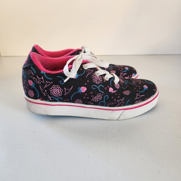 Heelys Launch Top Size Womens 7 Girls 6 Sneakers Skater Black Pink Floral - Picture 5 of 9